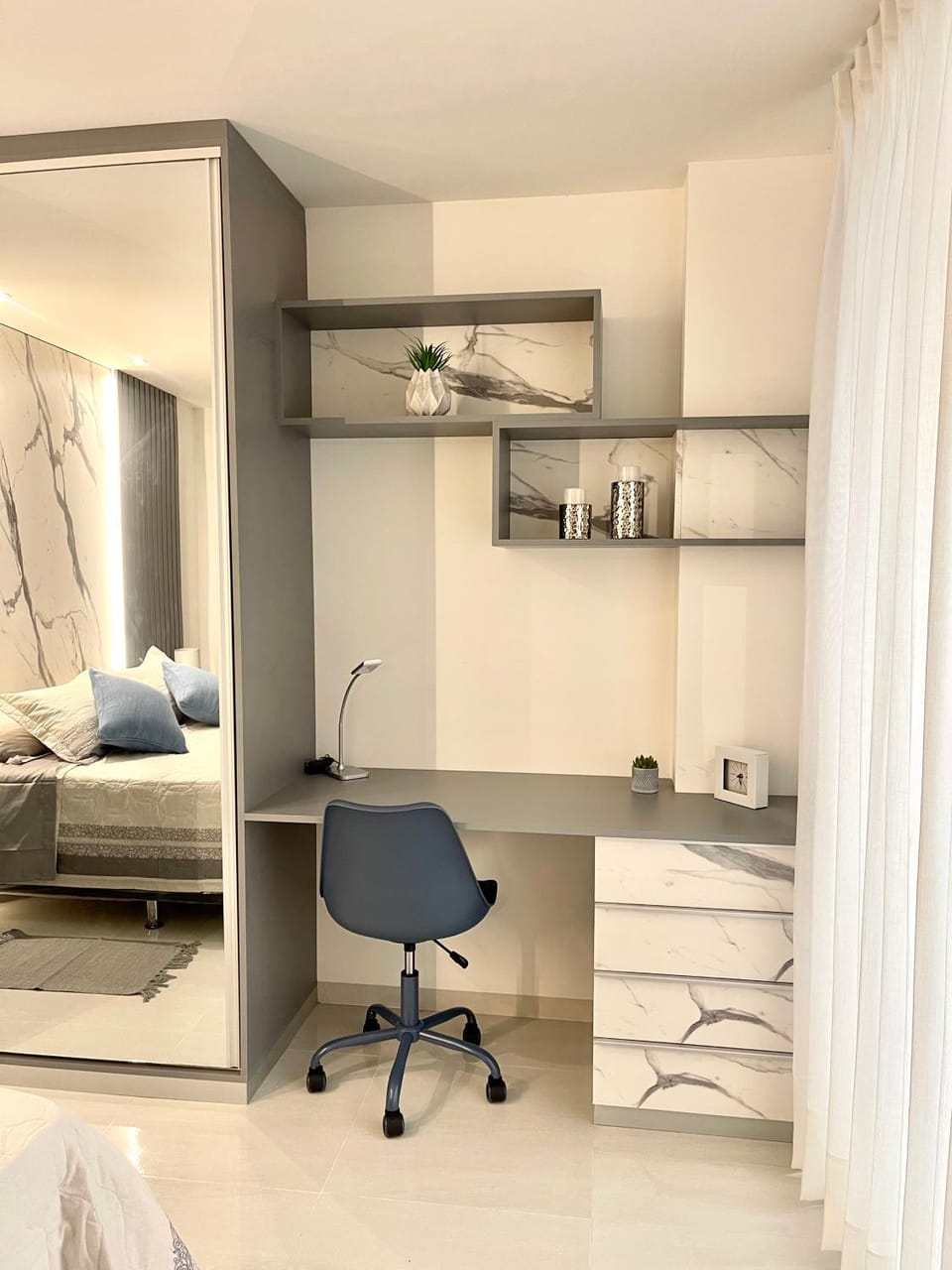 Seating area, wardrobe