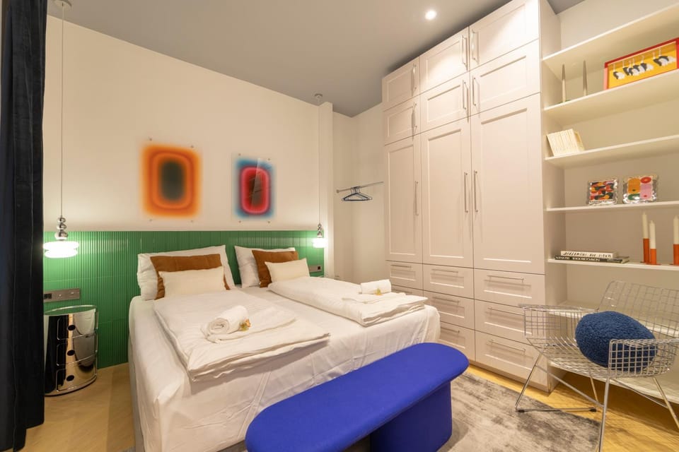 Bed, Photo of the whole room, Bedroom, towels, wardrobe