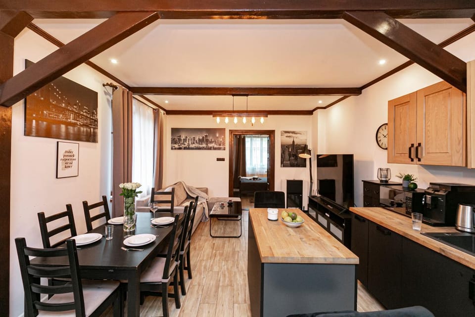Kitchen or kitchenette, Living room, Dining area, microwave, oven, stove