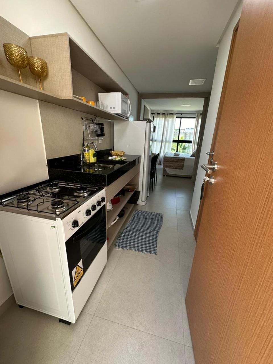 Kitchen or kitchenette, oven