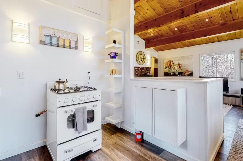 Kitchen or kitchenette, oven, stove