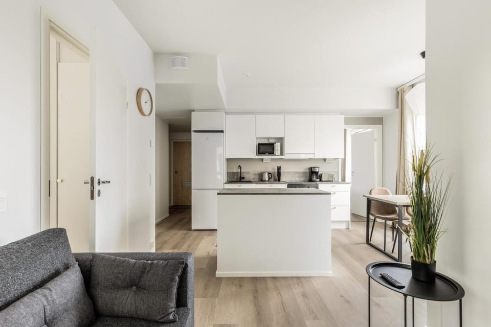 Kitchen or kitchenette, Living room, stove