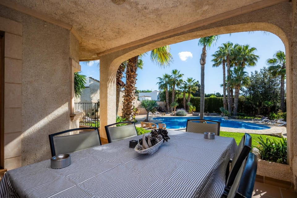 Property building, Living room, Swimming pool