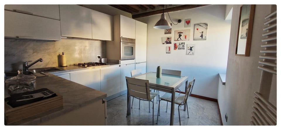 Kitchen or kitchenette, stove