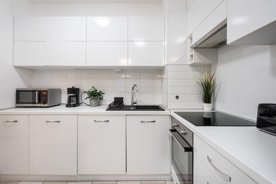 Kitchen or kitchenette, stove, toaster
