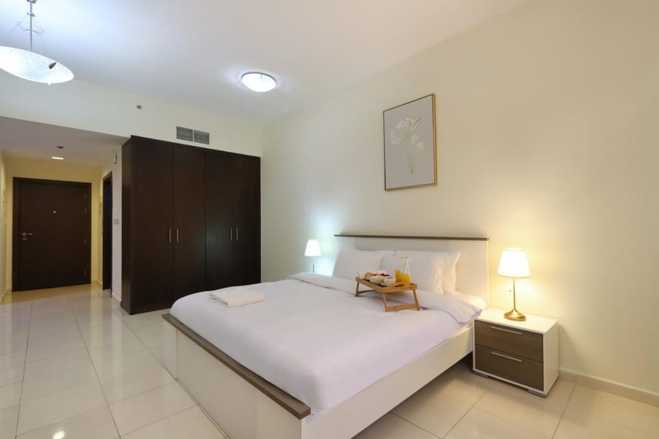 Bed, wardrobe