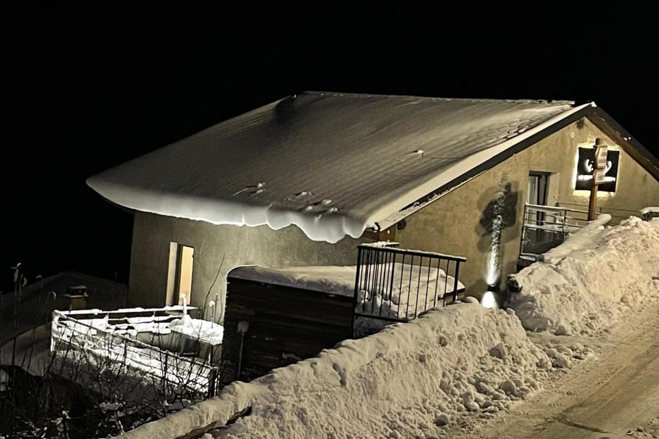 Property building, Night, Winter