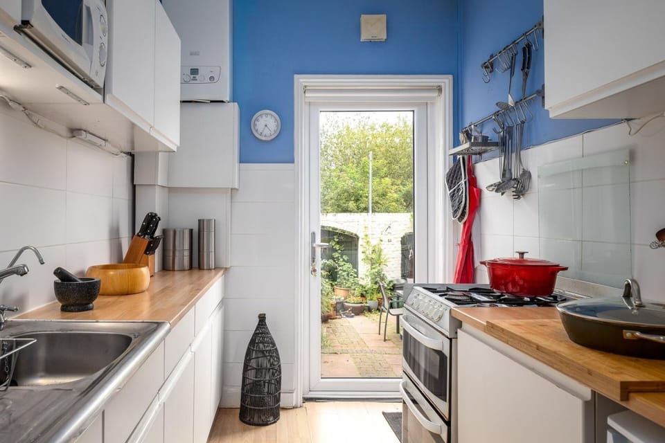 Kitchen or kitchenette, stove, toaster