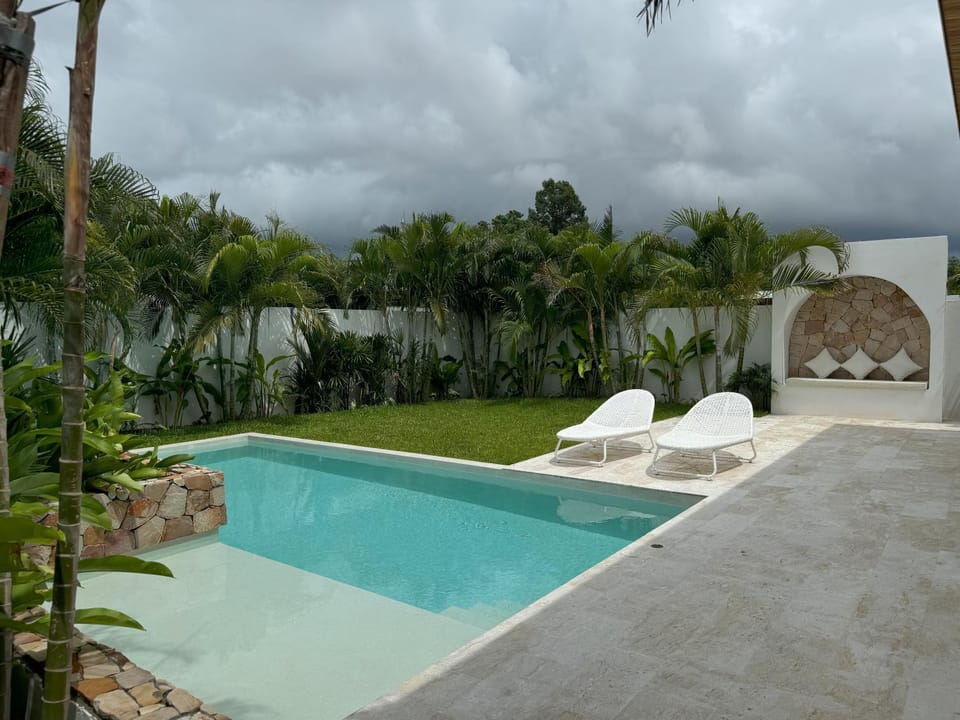 Patio, Natural landscape, Garden, Garden view, Pool view, Swimming pool, sunbed
