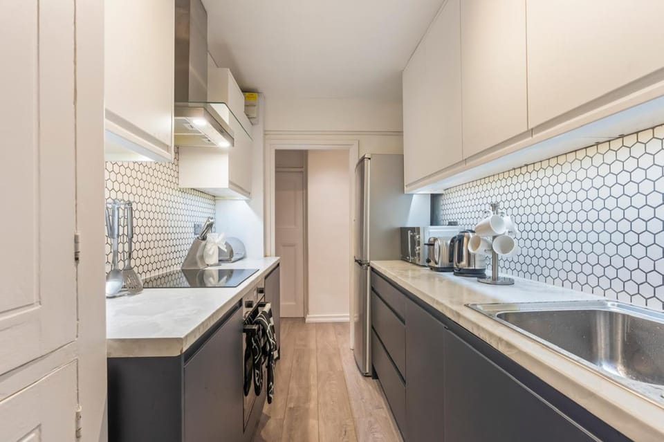Kitchen or kitchenette, microwave, oven, stove, kitchen