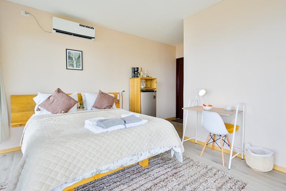 Bed, Living room, Photo of the whole room, Seating area, Bedroom, towels, air conditioner