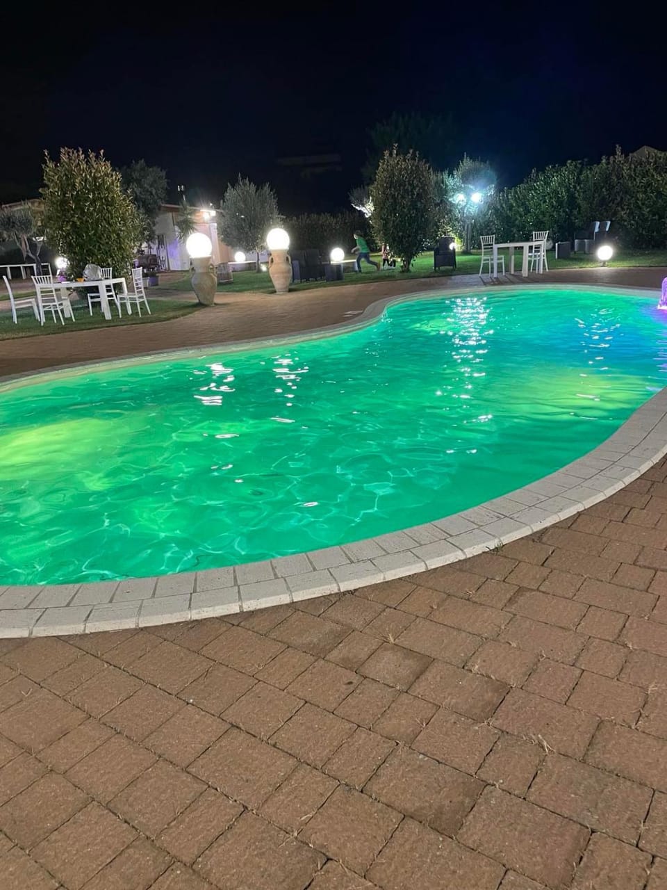 Night, Pool view, Swimming pool