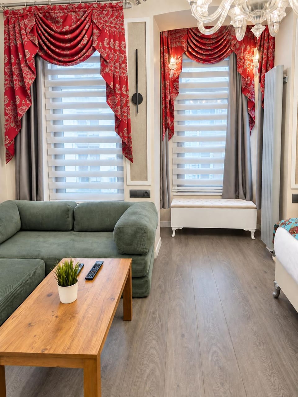 Bed, Seating area, Bedroom