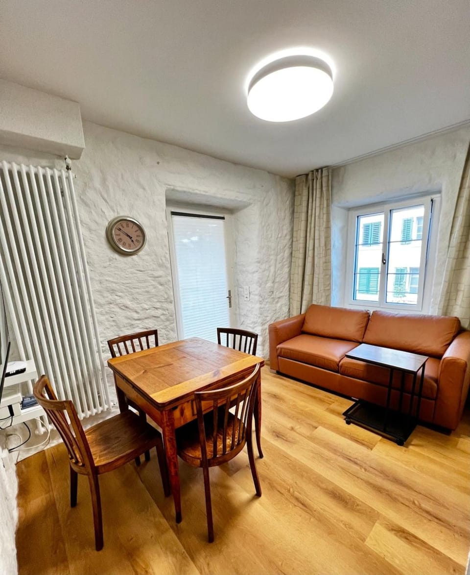 Bed, Living room, Dining area