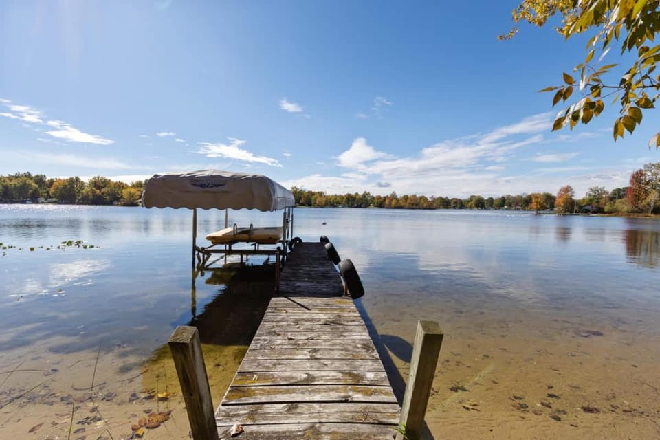 Lakefront Home with Dock Firepit & Private Deck House in Michigan