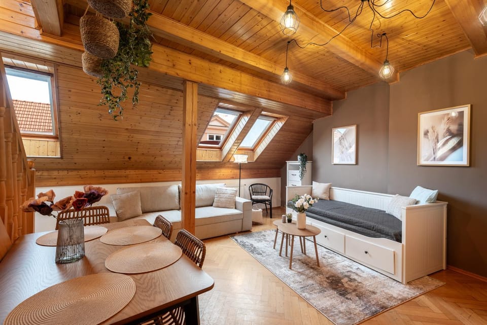 Bed, Living room, Dining area