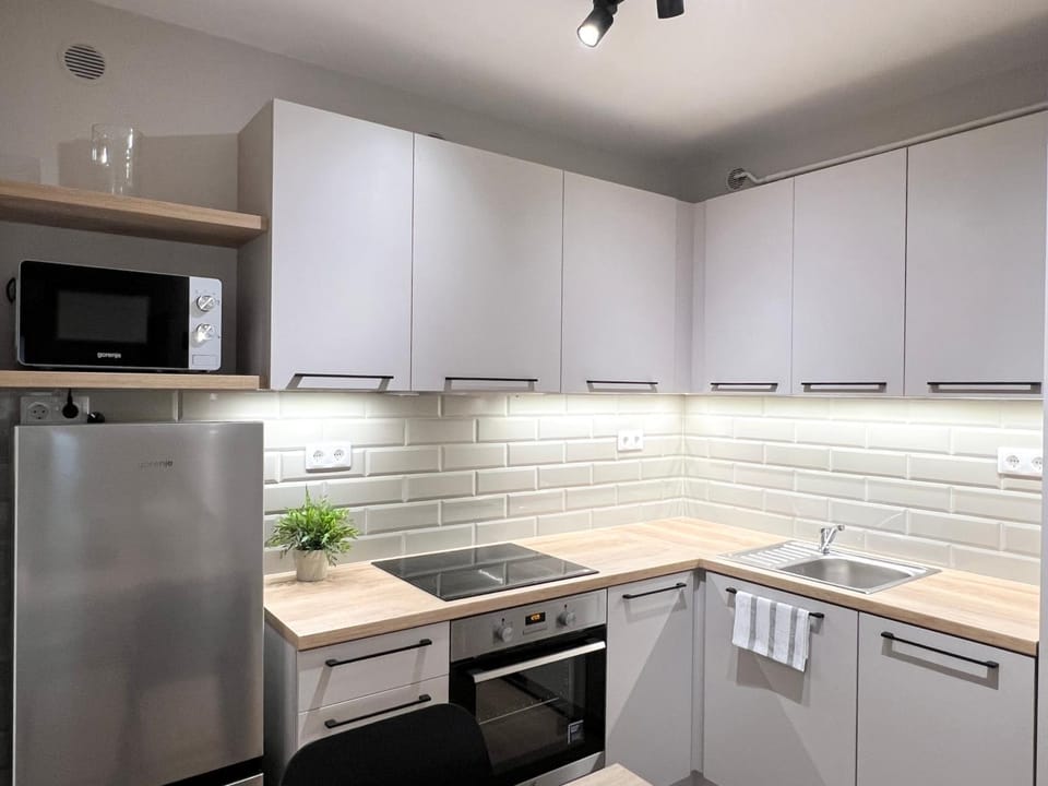 Kitchen or kitchenette, oven, stove