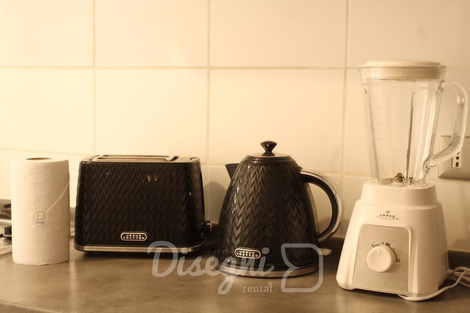 Kitchen or kitchenette, toaster