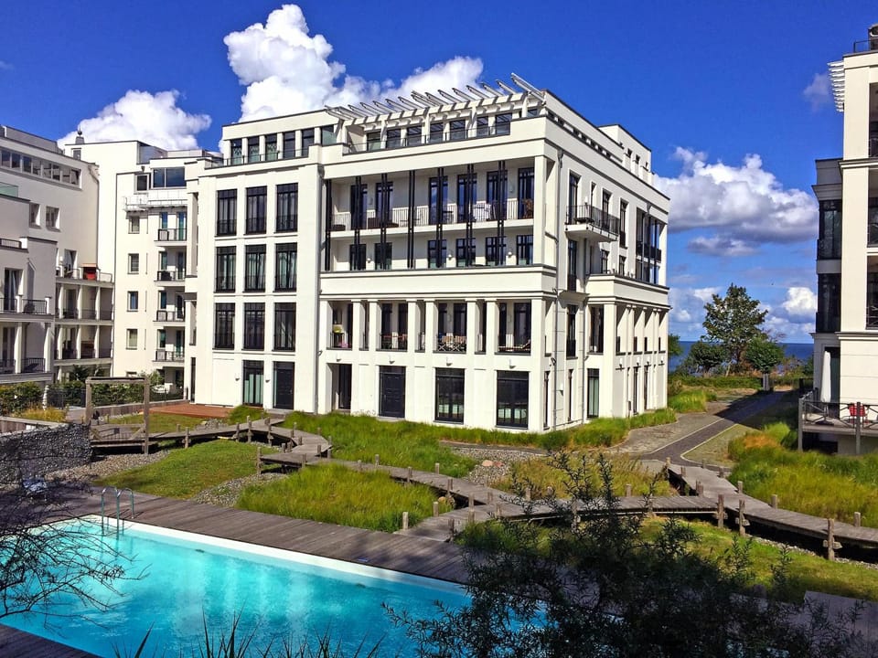Property building, Facade/entrance, Garden view, Sea view, Swimming pool