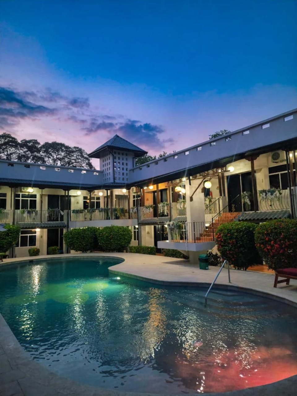 Property building, Night, Pool view, Swimming pool