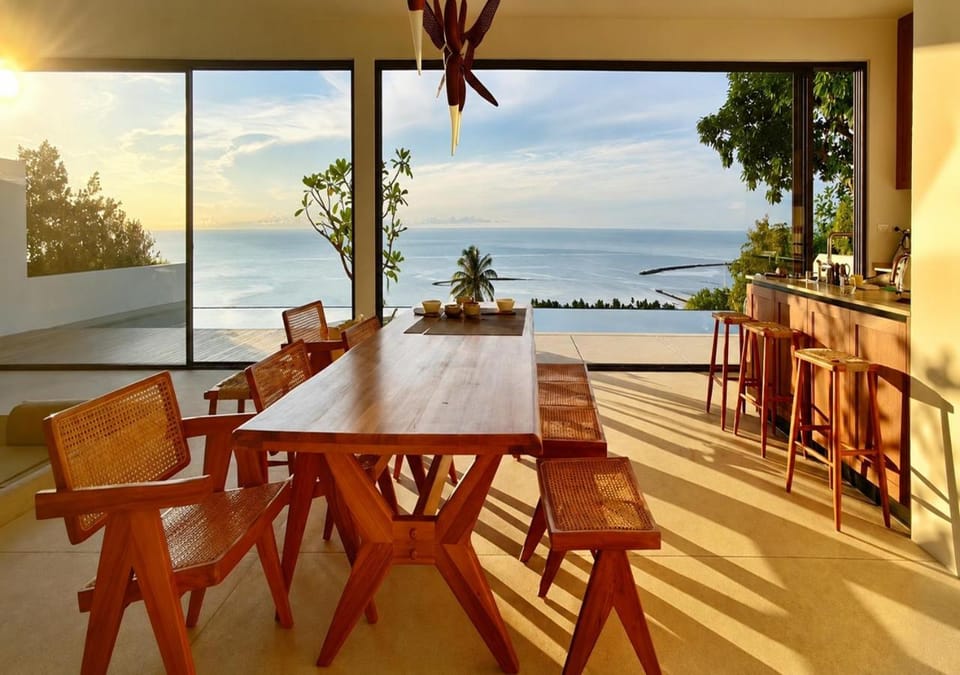 Patio, Day, Natural landscape, View (from property/room), Balcony/Terrace, Living room, Seating area, Dining area, Sea view