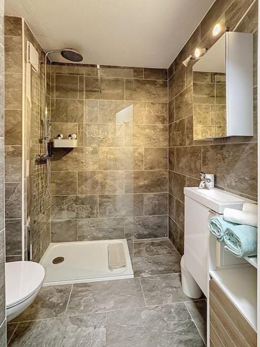 Shower, Toilet, Bathroom, towels