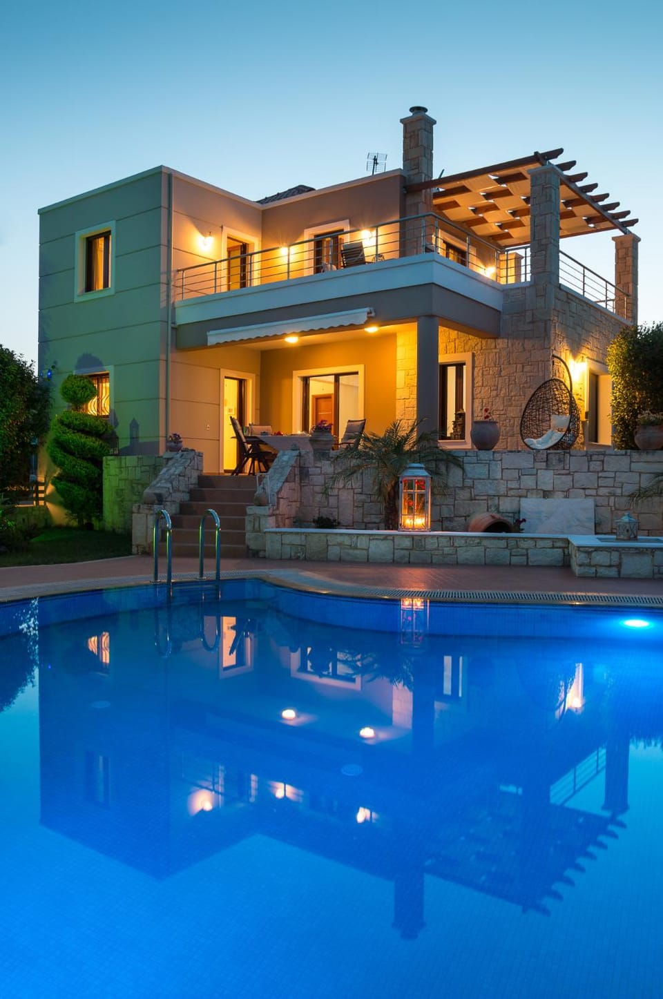 Property building, Night, Swimming pool, Swimming pool