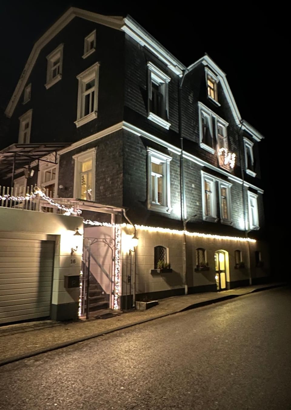 Property building, Night, Winter