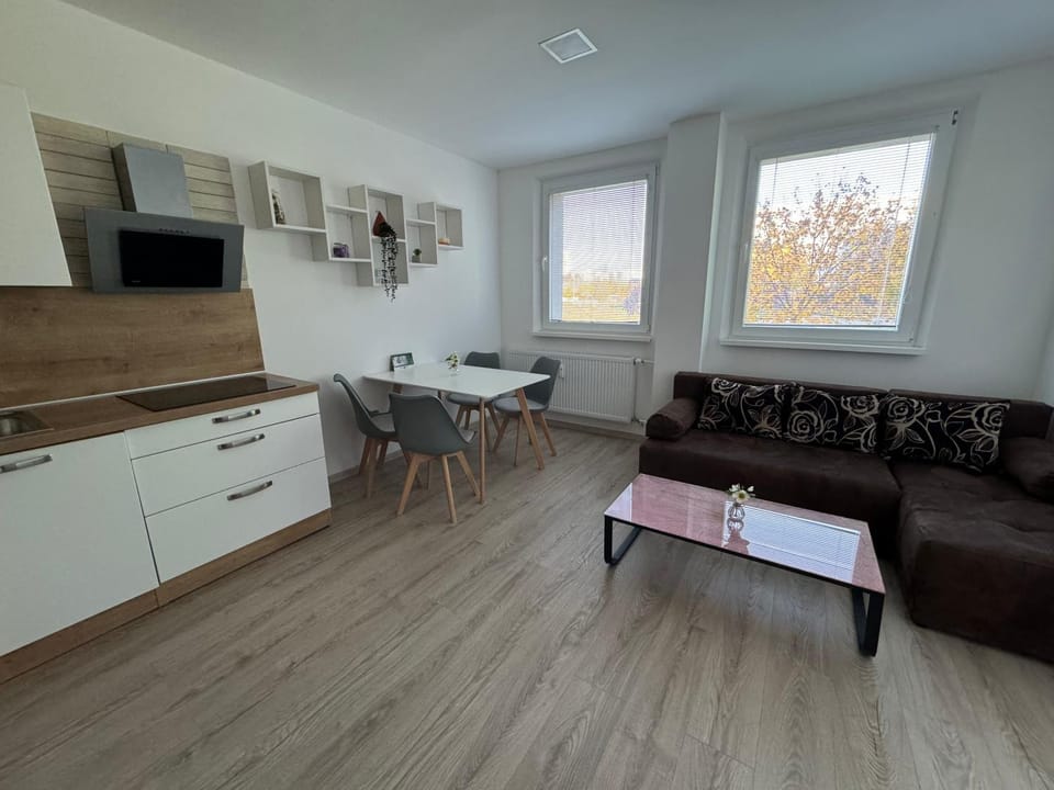 Kitchen or kitchenette, Living room, Dining area, stove
