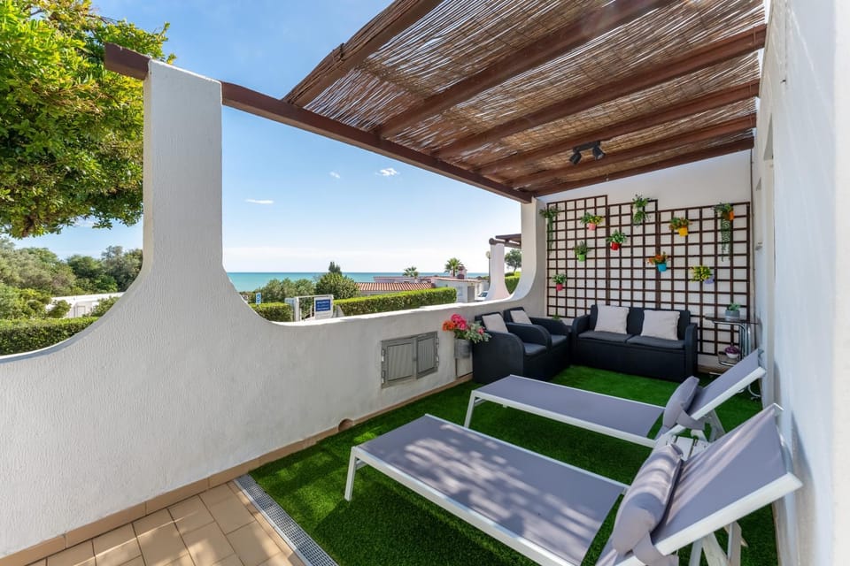 Patio, View (from property/room), Seating area, Sea view, sunbed