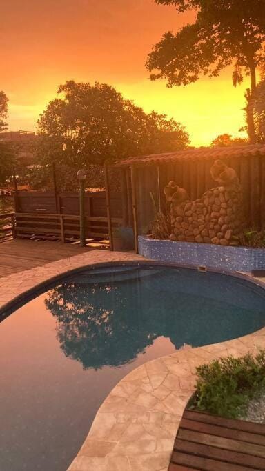 Natural landscape, Pool view, Swimming pool, Sunset