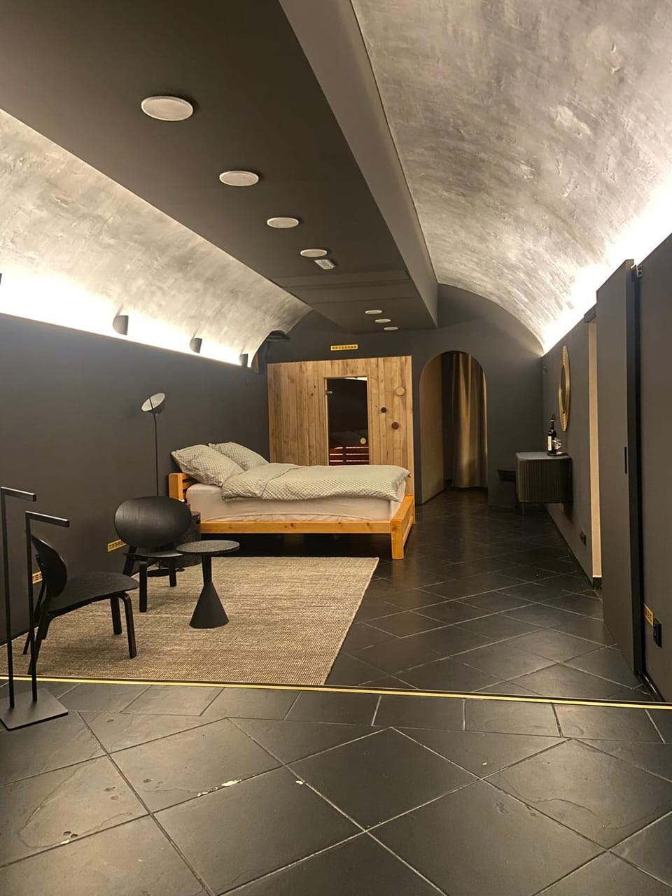 Bed, Sauna, Living room, Photo of the whole room, Seating area, Bedroom