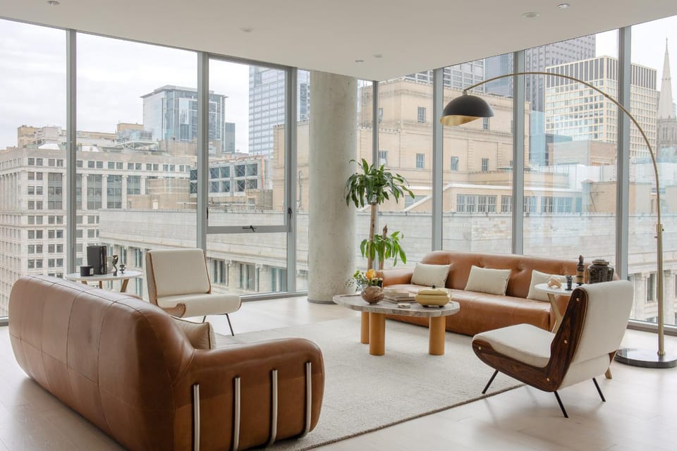View (from property/room), Living room, Seating area, City view