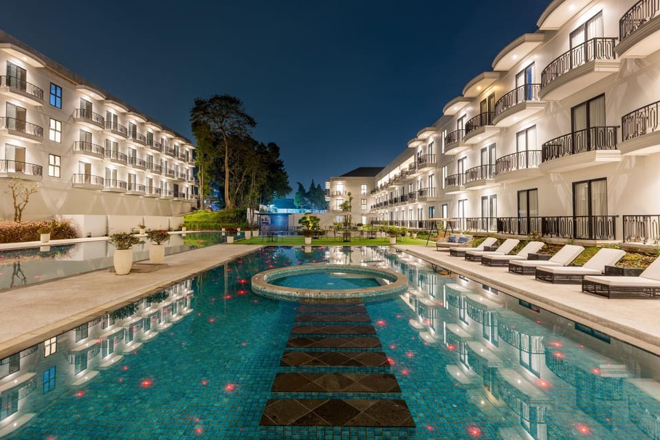 Night, Pool view, Swimming pool