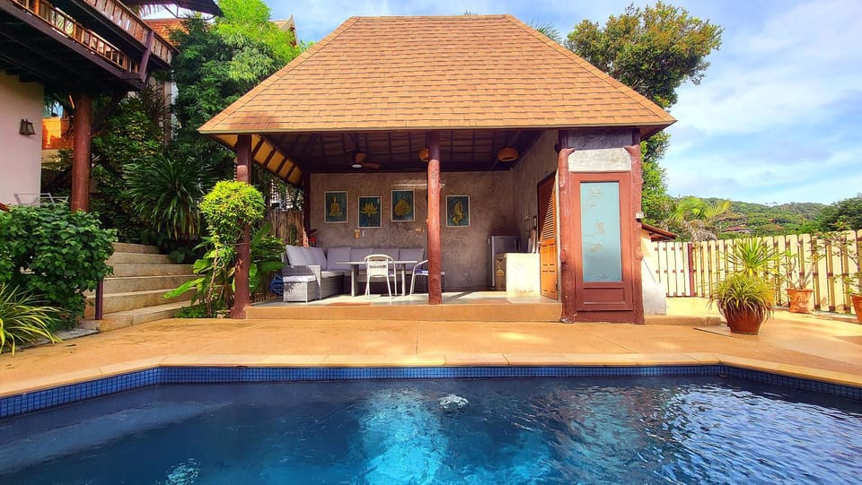 Property building, Garden, Dining area, Swimming pool