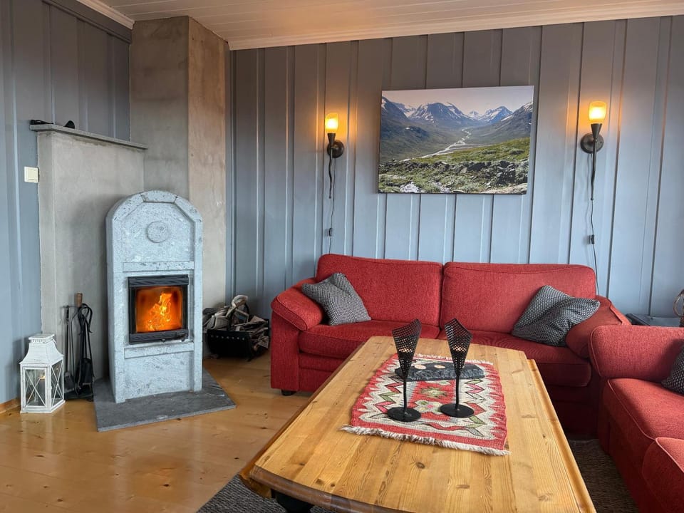 Living room, fireplace