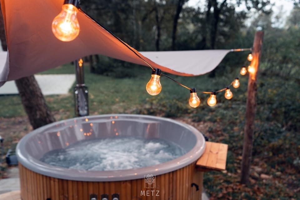 Sallands natuurhuisje Hellendoorn hottub Metz Chalet in Overijssel (province)