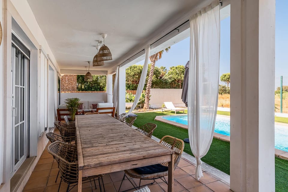Property building, Living room, Swimming pool
