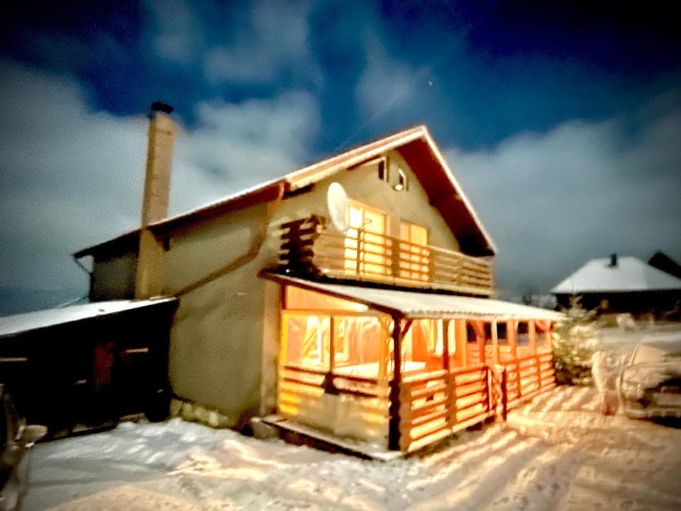 Property building, Night, Winter