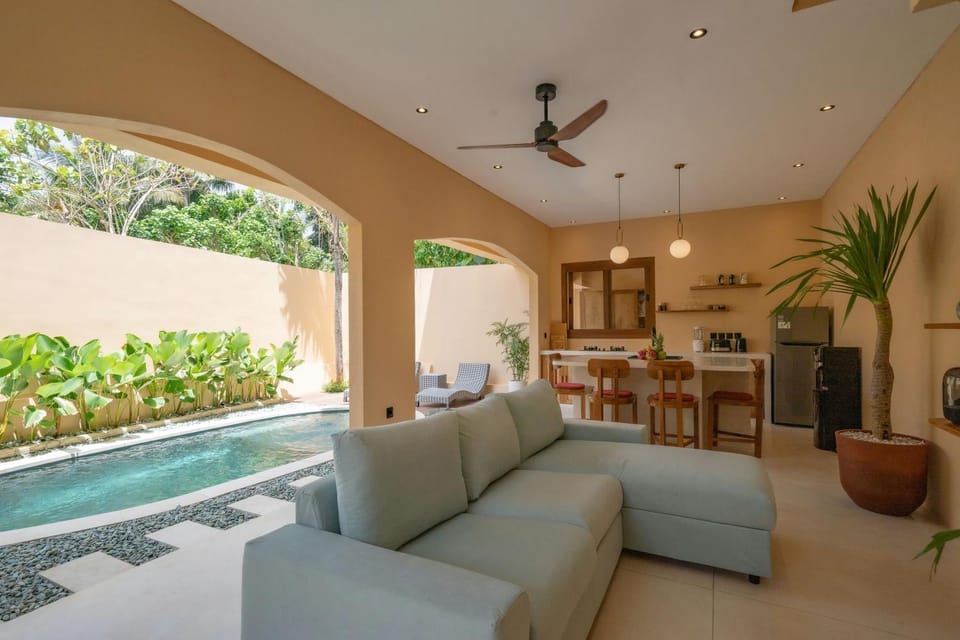 Patio, Living room, Seating area, Pool view, Swimming pool, sunbed