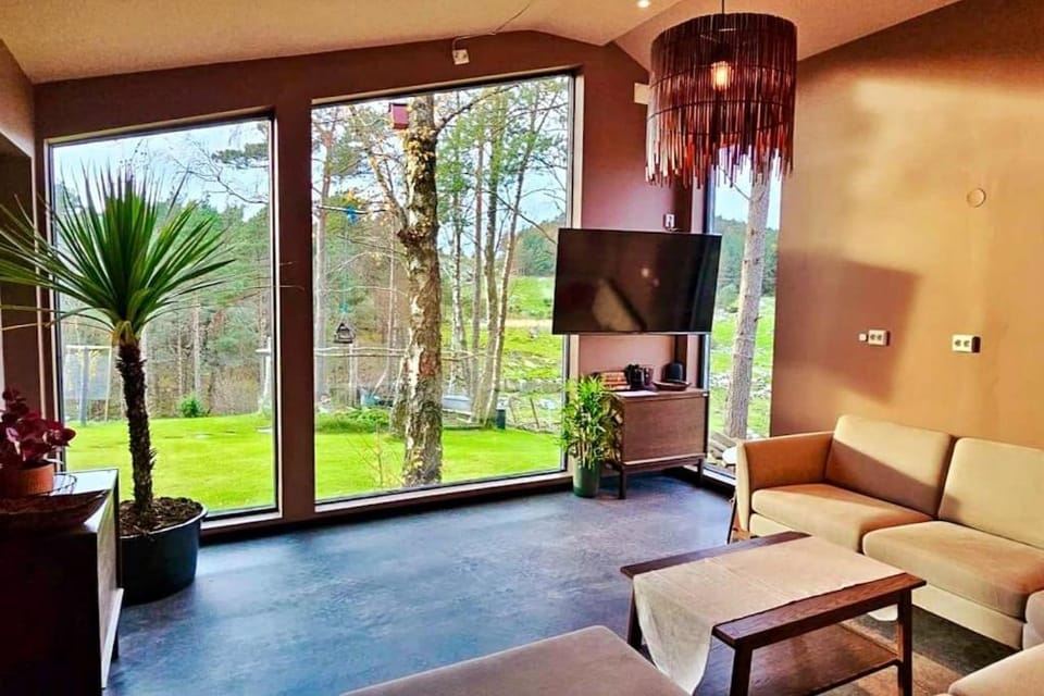 TV and multimedia, Living room, Seating area, Evening entertainment, Garden view