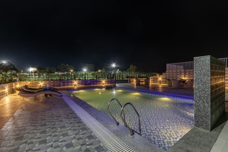 Night, Pool view, Swimming pool