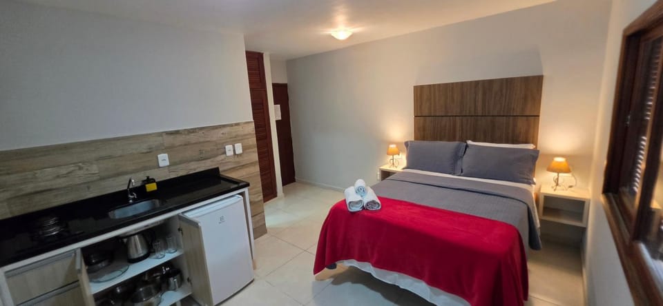 Bed, Kitchen or kitchenette, Photo of the whole room, Bedroom, minibar, stove