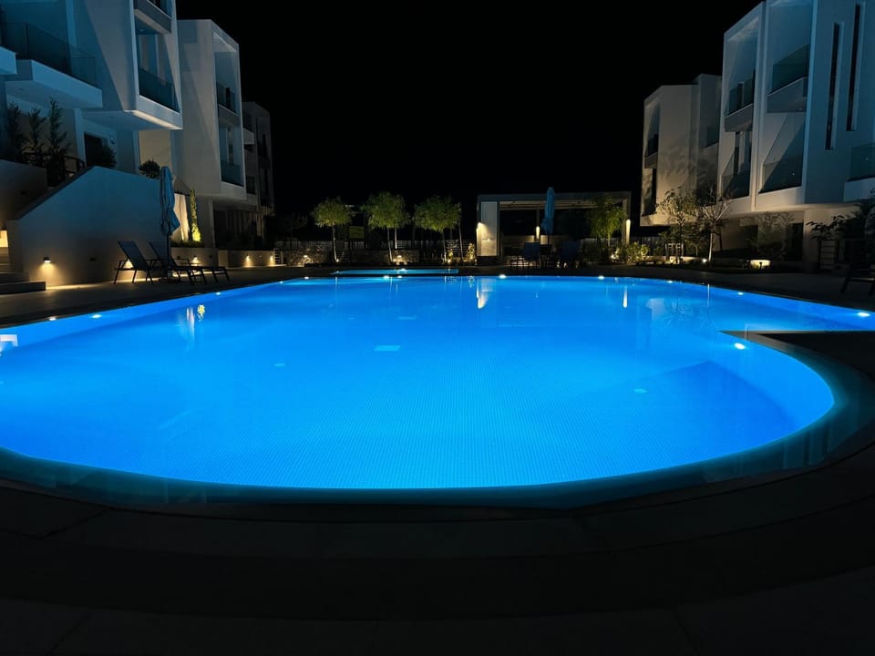 Night, Pool view, Swimming pool
