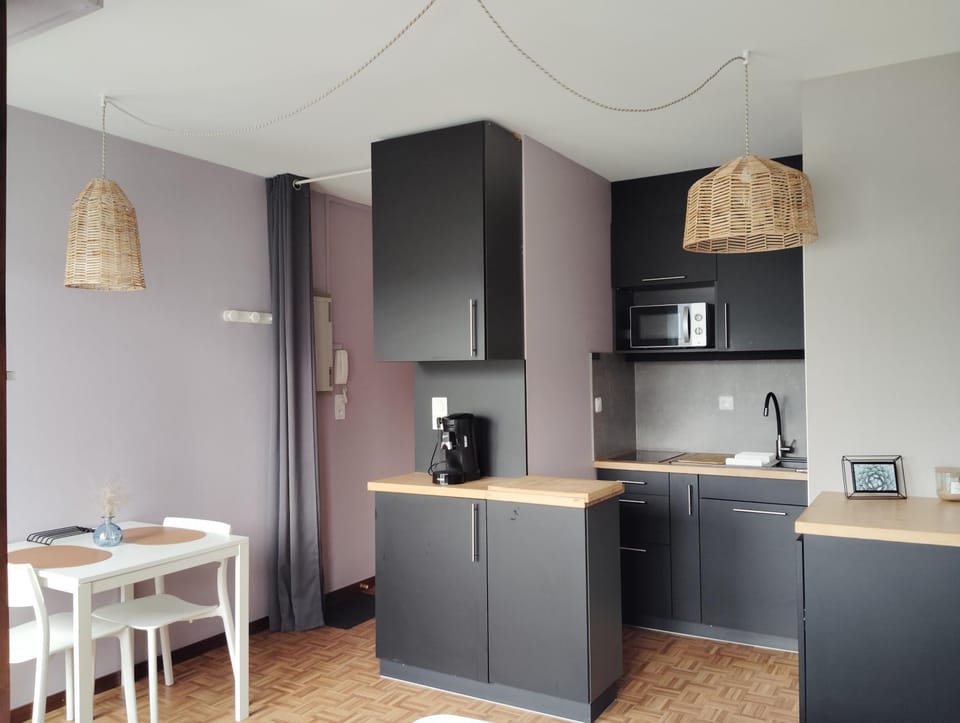 Coffee/tea facilities, Kitchen or kitchenette, Dining area, oven, stove, toaster