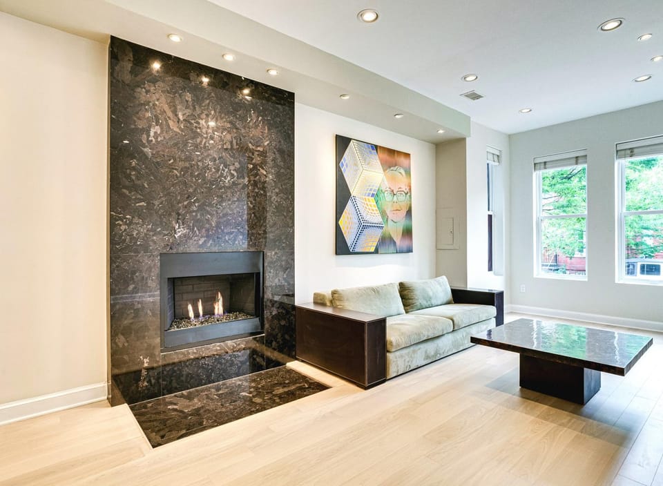 Living room, fireplace