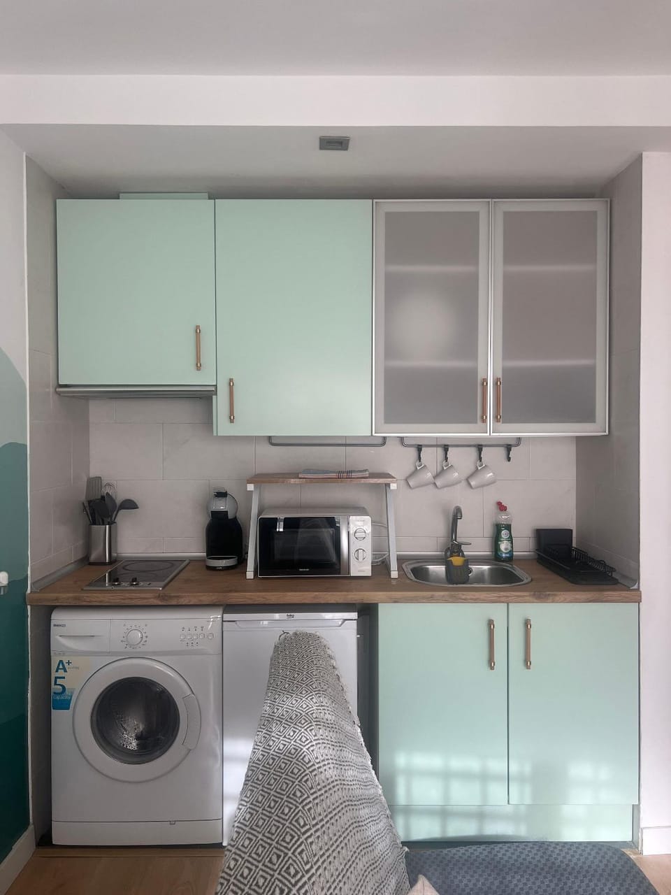 Kitchen or kitchenette, stove