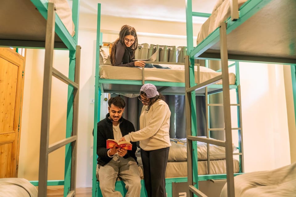 Bed, group of guests, bunk bed