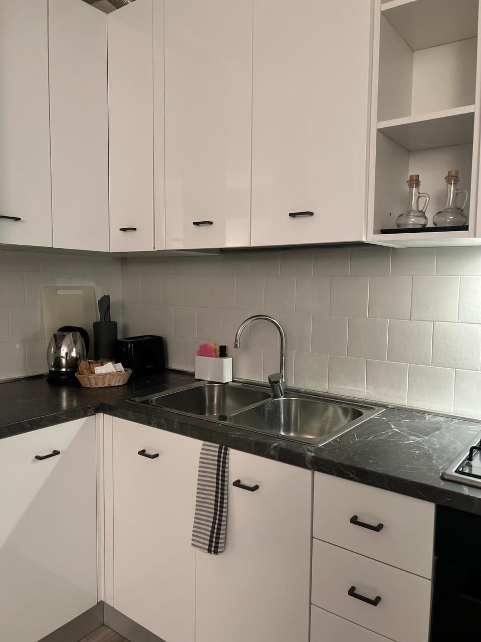 Kitchen or kitchenette, stove