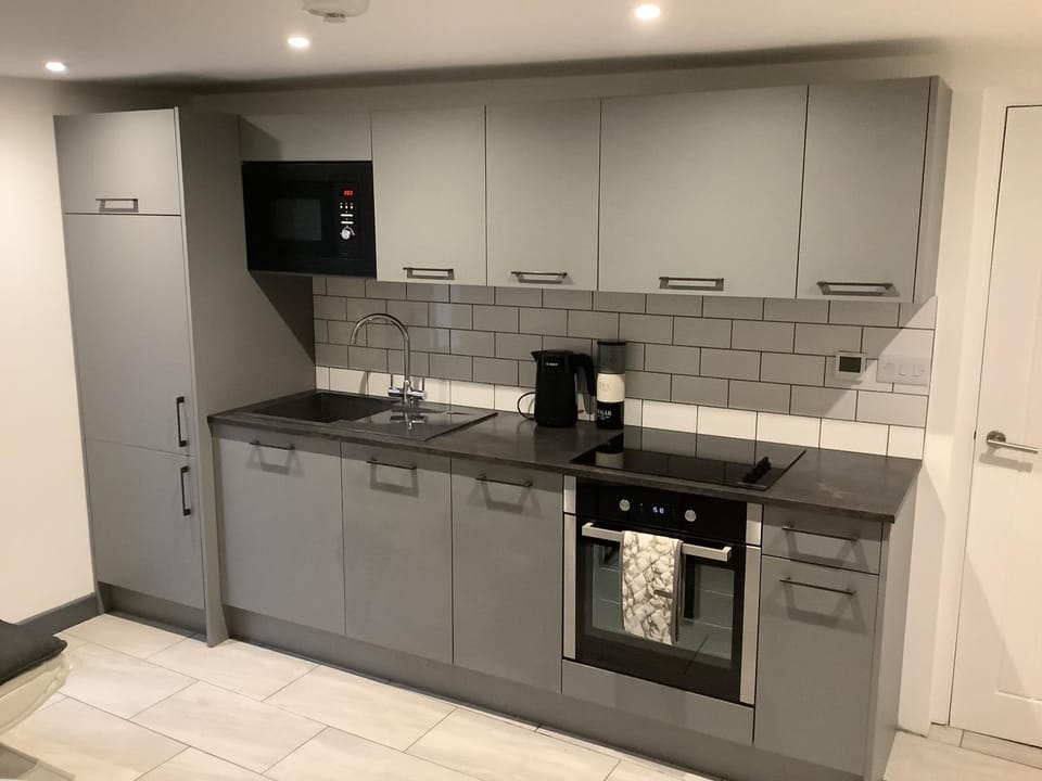 Kitchen or kitchenette, dishwasher, oven